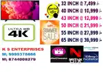 32 INCH SMART LED TV 4K UDH @ 7,499  /-