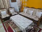 5-Seater Sofa Set+Center Table Premium Sagwan Wood Excellent Condition