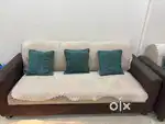3 seater Sofa with 2 chairs ,5 pillows, with sofa covers