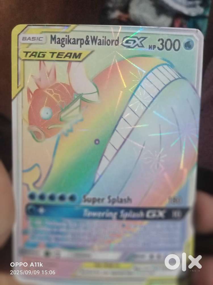Pokemon card of wailord and magikarp