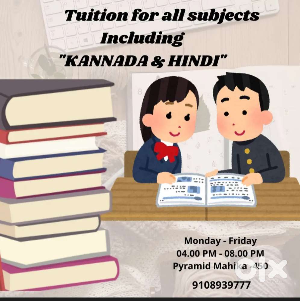 Experienced Kannada & Hindi Tuition Teacher (LKG–10th Standard)Online