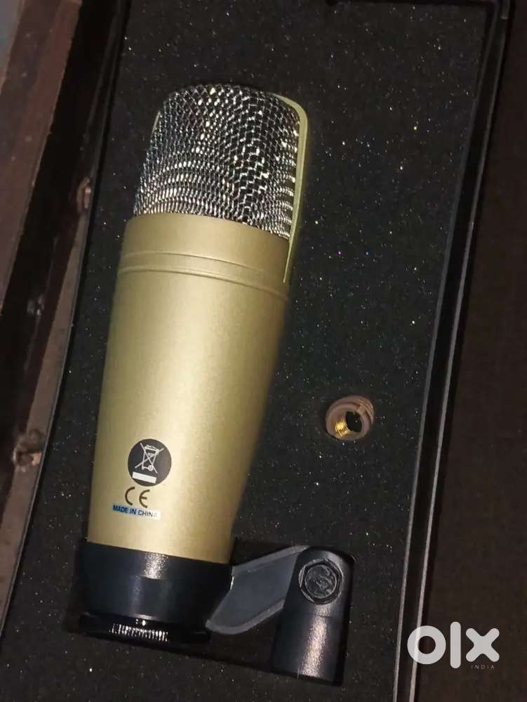 Mic, mic stand, audio interface,wire, filter headphones.