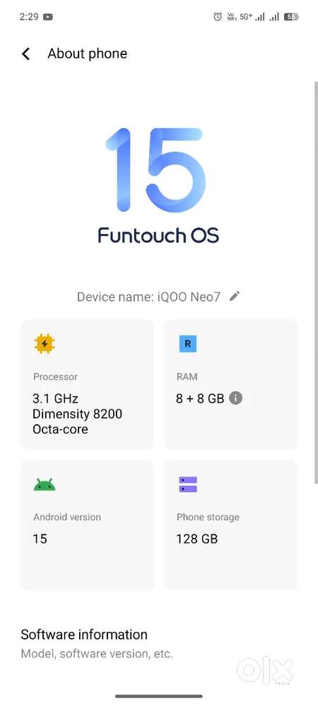 Iqoo neo 7..8.128 gb android 15 good condition