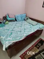Double Box Bed Shegun Wood with Kurl On Mattress