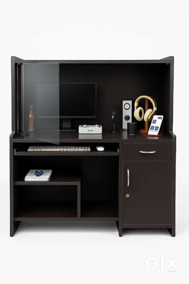 Large Computer Table with Full Glass Top - Premium Condition