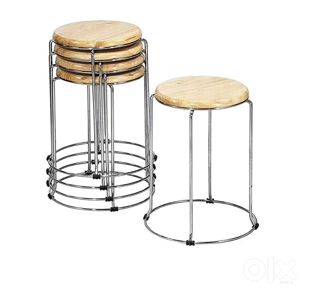Wooden Stools, Round stainless steel Stools, kitchen & office stool
