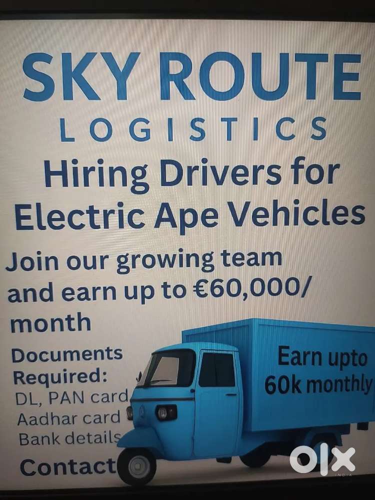 Hiring Driver's 3-Wheeler Electric Ape– Vehicle on Rent