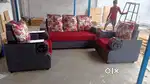 3+1+1 NEW WOODEN HANDLE SOFA SET WITH PILLOWS