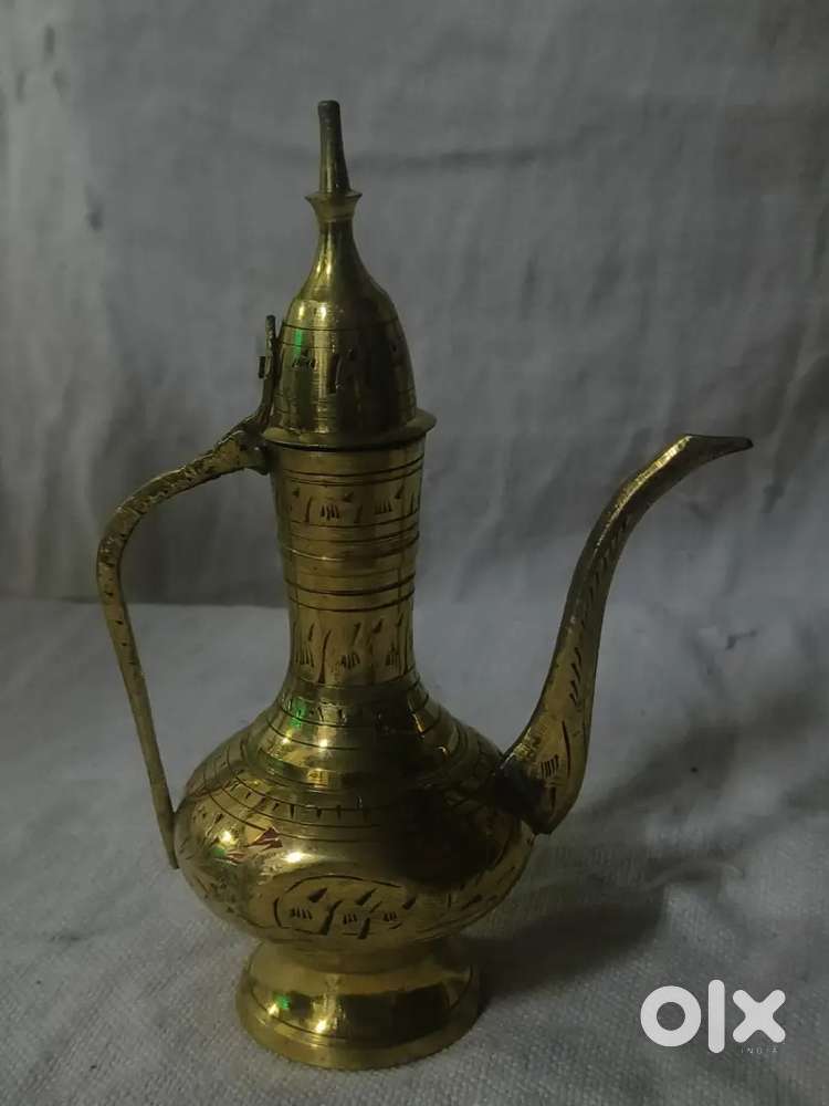 Antique pure brass solid heavy small aftaba 21 cm.