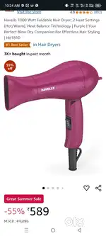 Havells foldable 1000 watt hair dryer