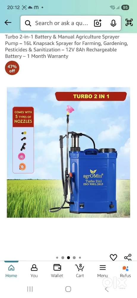 Agriculture sprayer pump