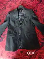 Black solid casual blazer for sale
