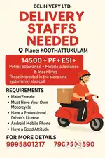 Urgent Hiring: Delivery staffs needed in Koothattukulam