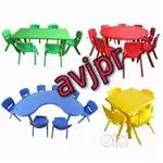 New plastic half moon table with chairs Play School furniture moon tab