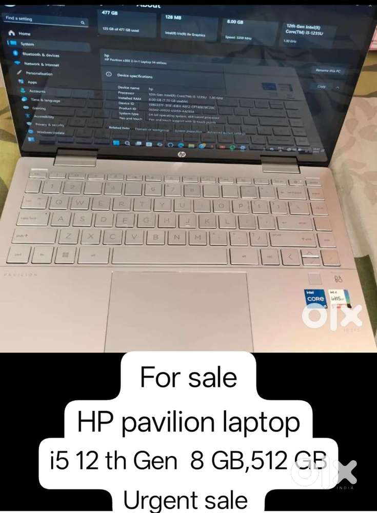 Hp pavilion laptop i5 12th gen8GB 512gb
