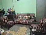 Five seater sofa set with cover and cushion for sale in gud condition