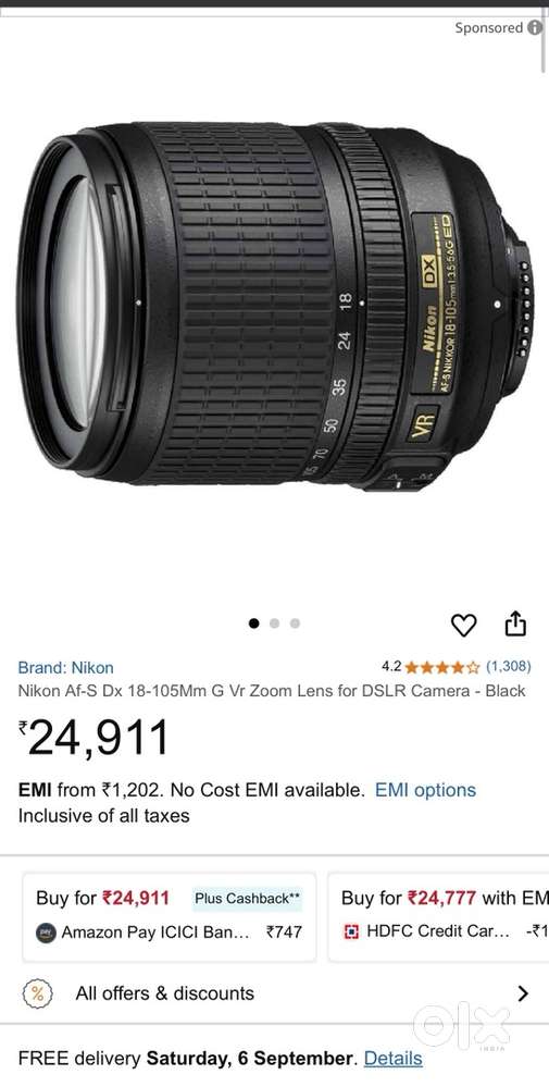 Nikon DSLR 18-105mm DX ED VR Lens