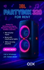 JBL STAGE 320 PARTY SPEAKER + TWO WIRELESS MIC FOR RENTAL