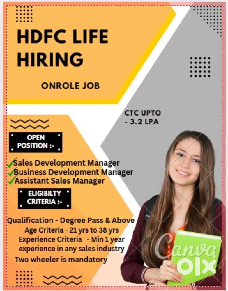 Aluva/HDFC life insurance/Degree pass/Min 1yr sales exp must