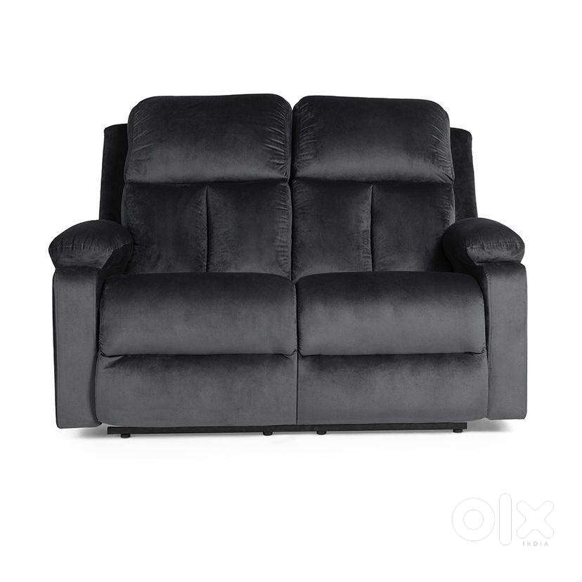 Recliner sofa - 2 Seater - Black Leather - Durian