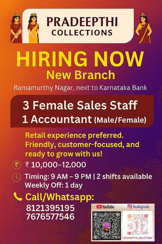 Saree store staff needed