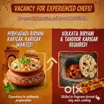 Need Hydrabadi & Kolkata biryani karigar & Tandoor karigar