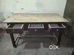 Large wooden Table with three drawers