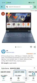 Hp victus gaming laptop ryzen7 16gb 512gb ssd