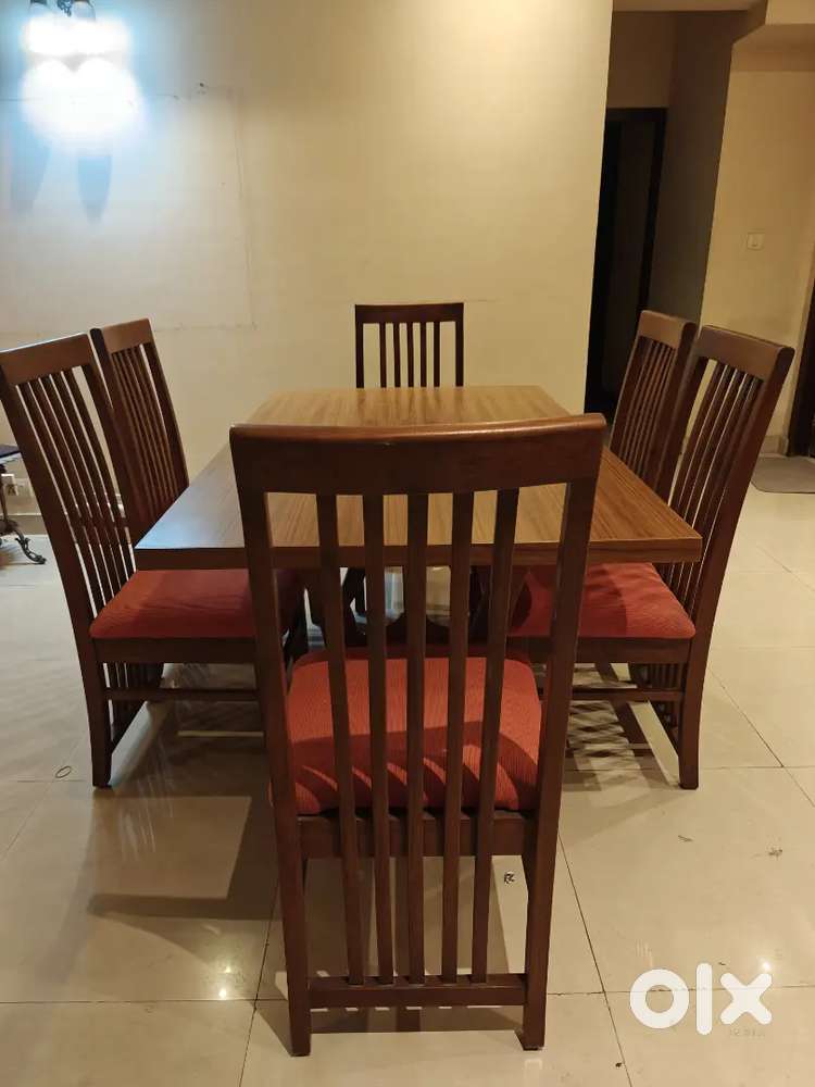 6 seater wooden dining table and chair set