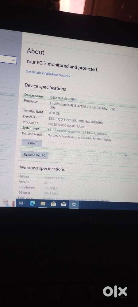 DELL LAPTO I5 WORKING CONDITION