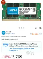 Crucial Basics 16GB DDR4-3200 SODIMM Ram (Laptop)