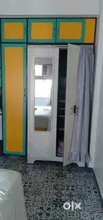 Steel cupboard mirror on door