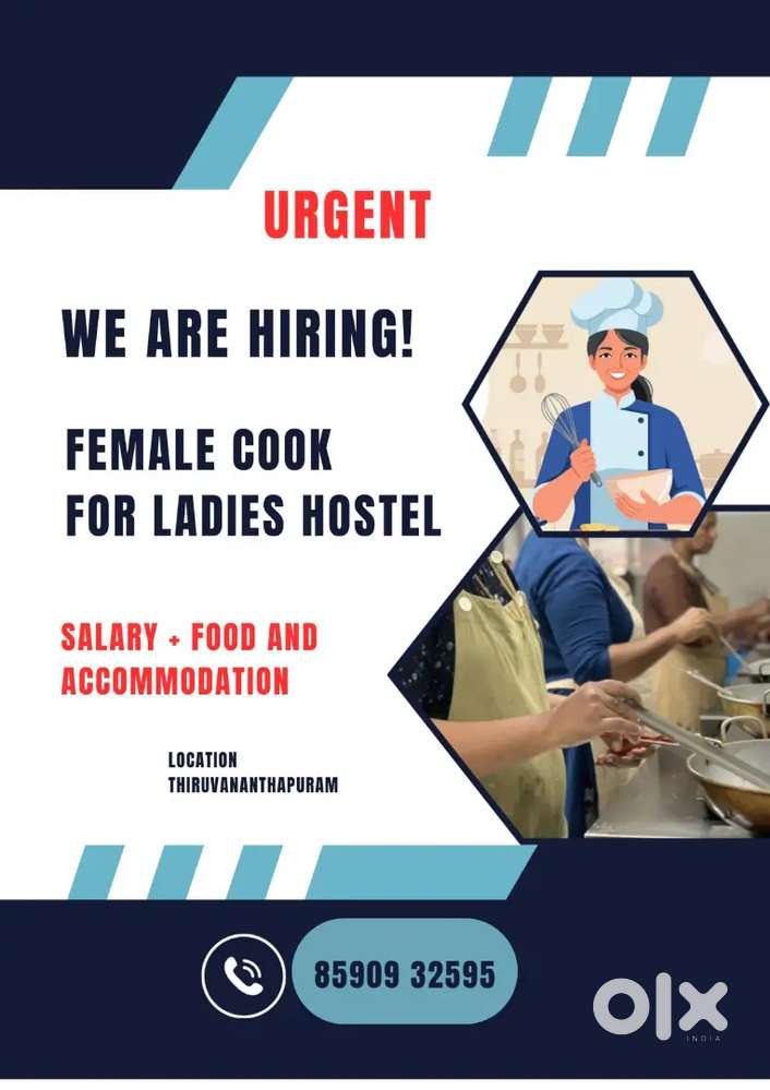 Female Cook for a ladies hostel