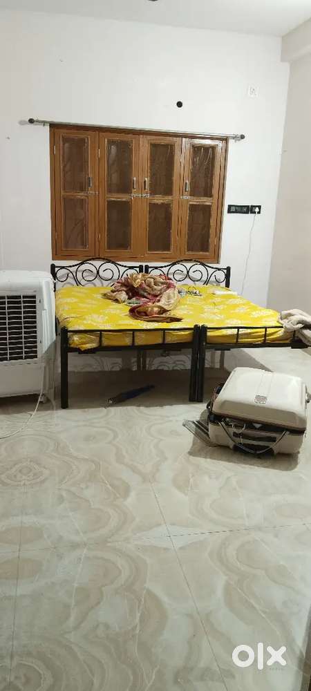 Modular kitchen, dinning, drawing ,puja space,  toilet,, 2 single bed,