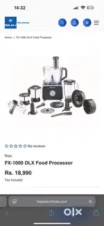 Bajaj Food Processor 1000 watt for SALE