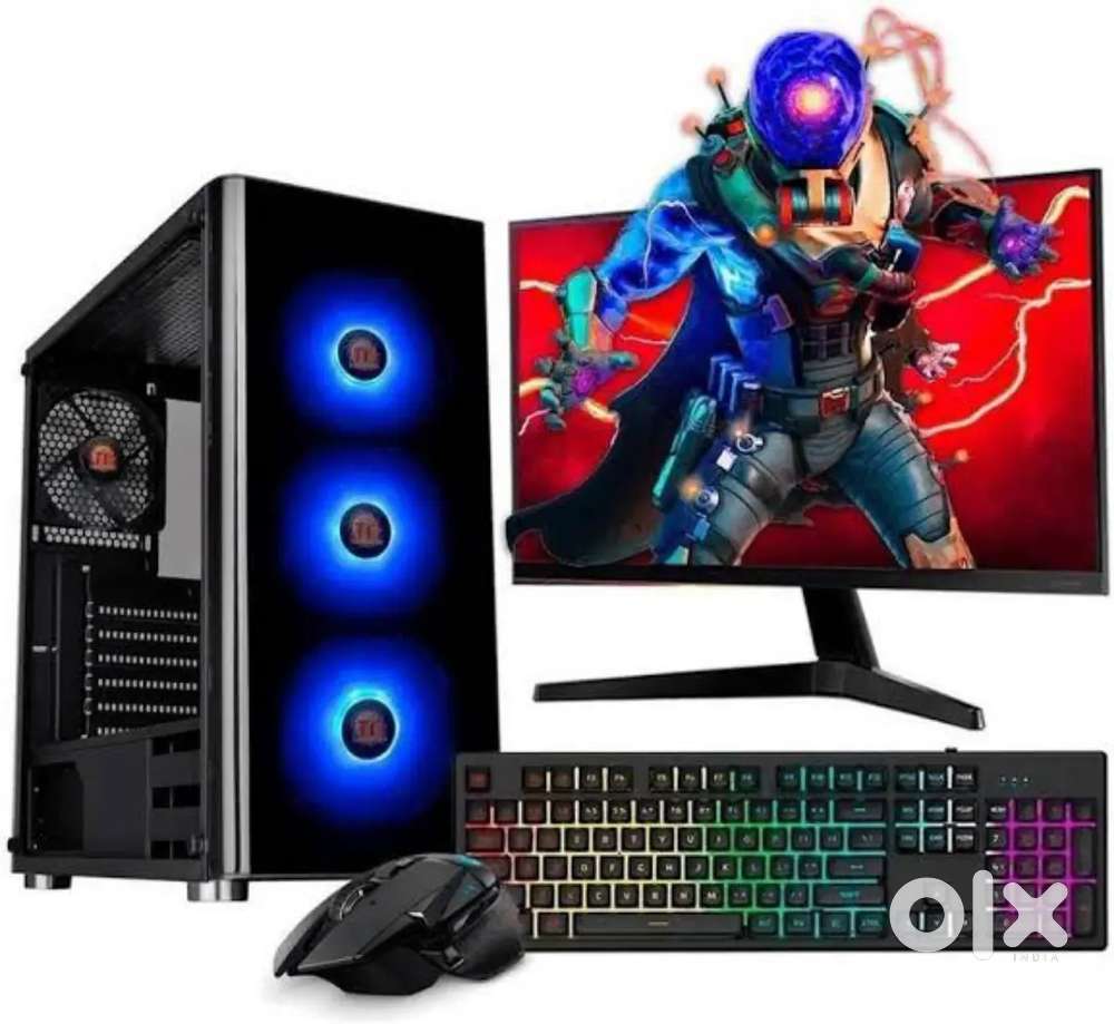 Gaming computer set gaming video editing designing