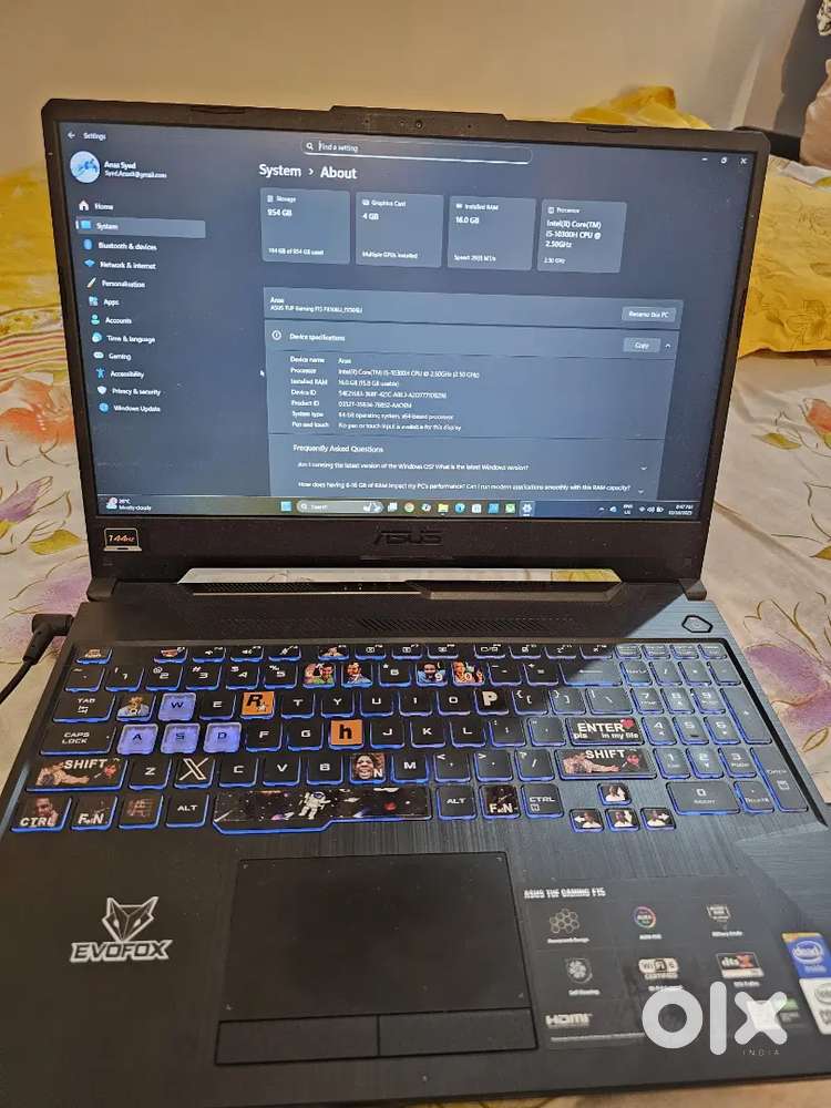 Asus Tuf F15 Intel i5 , 16gb ram , 512gb ssd , 4gb nvid graphics card