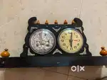 Silver plated ganesh statue with clock for sale