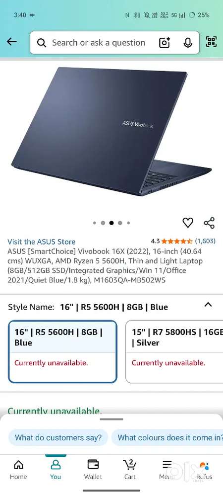 ASUS Vivobook 16X 16-inchWUXGA, AMD Ryzen 5 5600H (Laptop)