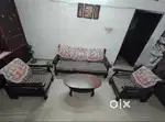 Pure teak sofa set (3+2) frame and mattress + centre table (teak)
