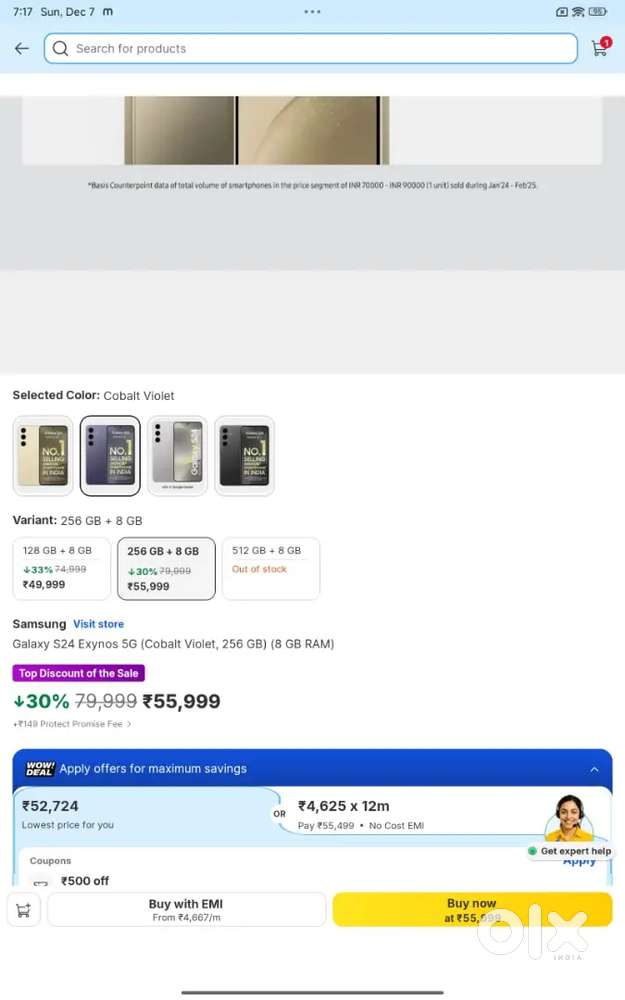 Samsung S24   8/256 , Exynos processor fixed price