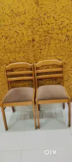 Wooden Dining Chairs with Cushioned Seat – Set of 2