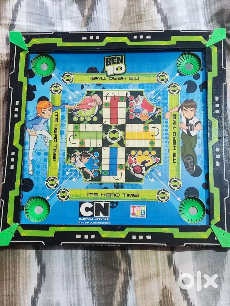 Ben 10 , 3 in 1 board with ludo, carrom, and stink bomb game