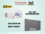 VIEW SONIC 4K PROJECTOR + 120 INCH FIXED FRAME SCREEN
