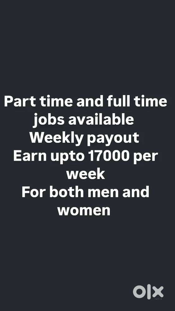 Part time and full time jobs for both men and women available