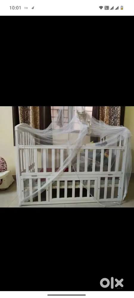 Hunyhuny crib rocking/fix convertible  pinewood with matress