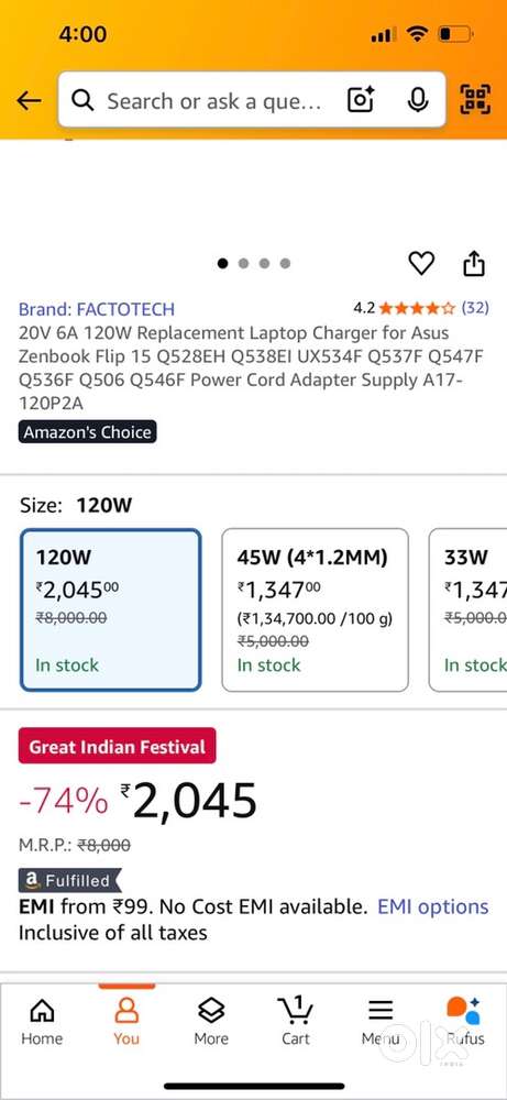 Asus Vivobook/Zenbook laptop charger
