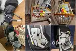 Baby wooden cot, stroller and carry cot