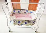 Babyhug Cradle With Mosquito Net cushion bed- Blue