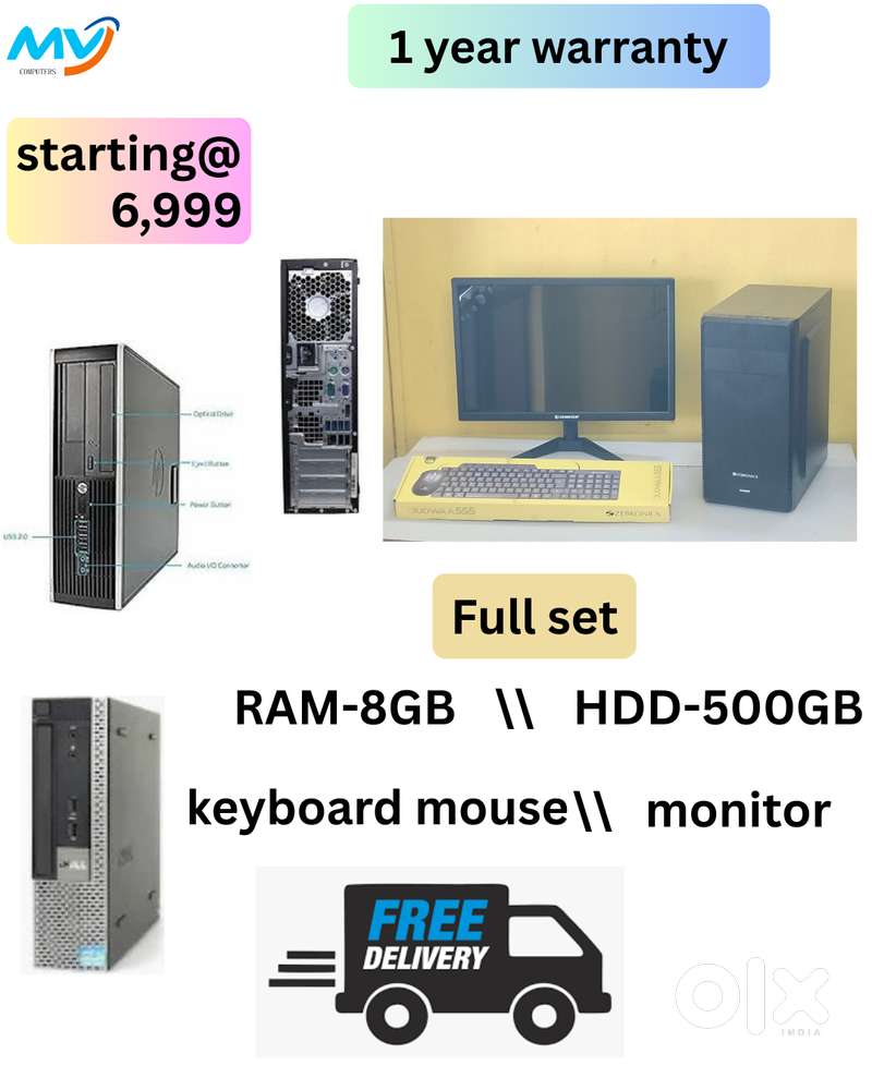Branded CPU  Ram - 8GB DDR3  Hard Disk - 500GB  2GB Graphics